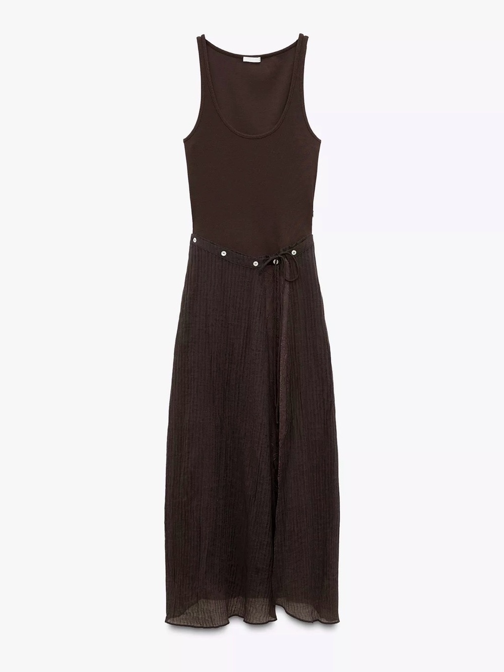 zara brown mixed pareo dress - Picture 3 of 6